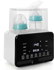Baby Bottle Warmer, Baby Food Heater, for Breastmilk and Formula with Timer, Fits 2 Bottles, 24H Constant Warming, with Defrost, Heat Baby Food Jars, Sterili-zing Function, Accurate Temp Control