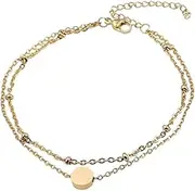 [Generic] Dual Chains Tiny Anklets Perforated Bead Anklets Round Bead Fashion Anklets