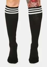 Dark Sporty Sass Stripe Knee High Socks