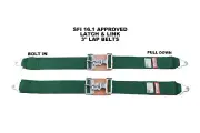 DUNE BUGGY NEW PAIR 3" LATCH & LINK LAP BELT 2 POINT RACING BELT BOLT IN GREEN