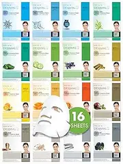 Dermal Korea Collagen Essence Full Face Facial Mask Sheet, 16 Combo Pack