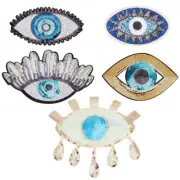 5pcs Evil Eye Sequin Patches Iron on Evil Eye Patch Sew on Evil Eye Embroider...