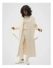 [Seed Heritage] Wool Blend Belted Midi Coat in Coconut Cream Marle