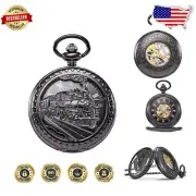 Elegant Skeleton Mechanical Pocket Watch for Men & Women - 45mm Railroad Design