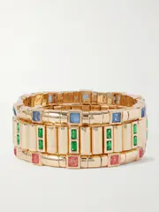 [Roxanne Assoulin] Roxanne Assoulin - Bejeweled Set Of Three Gold-tone Crystal Bracelets - One size One size Gold