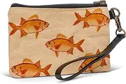 [Abbott Collection] 96-POUCH-DB-07 Goldfish Zip Pouch with Strap, Flax/Orange