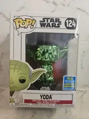Star Wars - Yoda #124 Green Chrome - Funko Pop Vinyl FREE POP PROTECTOR