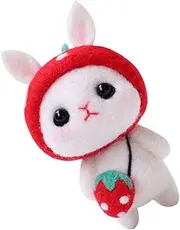 YOSADIER DIY Plush Rabbit Felting Kit Fun Cartoon Rabbit Wool Supplies for Beginners Art Craft for Adults Great Present Idea Red Strawberry