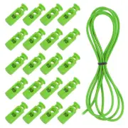 40 Pcs Double Hole Cord Locks with Elastic Cord, Green