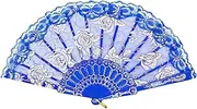 [Generic] Folding Hand Fans - Decorative Lace Folding Fan, Handheld Elegant Fan | Lace Floral Folding Hand Fans, Portable Lace Fan for Weddings, Dance, Party Favors, Bridal Fan, Special Occasions