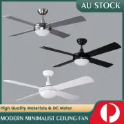 52 inch Ceiling Fan with Lamp DC Fan 6-Speed Remote Control Noiseless Wood Blade