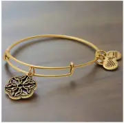 Alex & Ani Alex Destiny Love Charm Bracelet Endless Knot Gold Bangle Adjustable