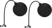 WESIEVYA 2 pcs Microphone Windscreen Shield with Clip Handheld Mic Pop Filter Cover for Recording Live Broadcast Speech Recognition Easy Installation Protective Design