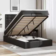 vidaXL Ottoman Bed with Mattress & LEDs Black King Single Faux Leather