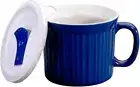 CorningWare Meal Mug with Vented Lid for Steam, 20-Oz Stoneware Soup Mug, BPA-Fr