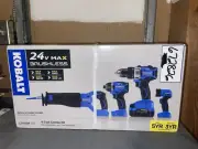 Kobalt 24V 4 Tool Brushless Power Tool Combo Kit Soft Case Battery KLC 4324A-03