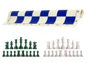 Army & White Chess Pieces 20" Royal Vinyl Board - Single Weight Chess Set