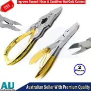 Cantilever Toe Nail Manicure Pedicure Podiatrist Nail Cutters Half Gold 2 Pieces