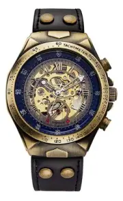 Luxury Automatic Mechanical Men's Leather Belt Fashion Steampunk Bronze Steel...