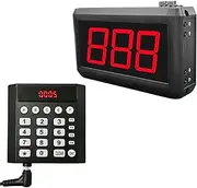Wireless Queue Calling System Pager Take A Number System Customer Waiting Number System 1 Keypad and 1 Display Screen for Restaurant Hospital Bank Waiting Line Management (Black-1+1)