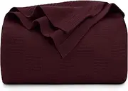 Utopia Bedding 100% Cotton Blanket (Queen Size - 90x90 Inches) 350GSM Lightweight Thermal Blanket, Soft Breathable Blanket for All Seasons (Burgundy)