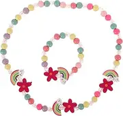 [GLSTOY] Girls Necklace and Bracelet Set Kids Rainbow Jewelry Beaded Necklace Bracelet Kit