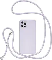 UEEBAI Crossbody Lanyard Phone case for iPhone 12 Pro Max, Silicone Phone Cover with Adjustable Necklace Strap Soft Belt Neck Cord Lanyard Shockproof Protective Case - Mauve