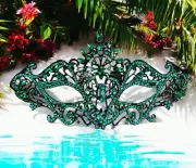 Masquerade Mask, Cosplay Mask, Emerald Crystal Mask, Black Mask, Halloween Mask