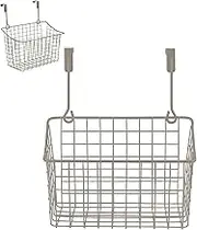 Spectrum Hanging Baskets for Organizing (Small, Industrial Gray) - Grid Over The Cabinet Wire Basket for Kitchen or Bathroom - Door Hanging Storage Organizer for Cleaning Supplies, Washcloths, Towels