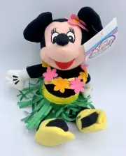 -P NEW THE DISNEY STORE BEANIE BEAN BAG PLUSH MINNIE MOUSE HULA HAWAIIAN