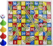 Ladder Game, Mini Snakes and Ladders, Portable Folding Board, Compact Lightweight Design, 14.96 Inches, Classic Fun Toy Set, for Travel Family Parties Adults Entertainment