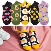 Unisex Short Socks Fruit Print Cartoon Pattern Colorful Ankle Socks Casual H