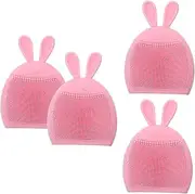LOLIPPYY 4Pcs Rabbit Ear Face Cleansing Brush Gentle Silicone Face Cleaning Tool for All Skin Types Chic Design Portable and Lightweight Facial for