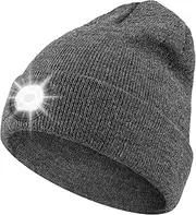Yontune Beanie Hat with Light LED Cap Soft Acrylic Knitted Winter Skullcap Built-in Headlamp Rechargable for Men and Women