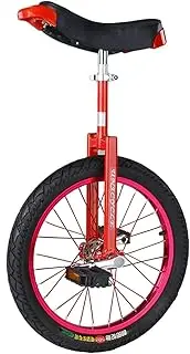 16" Unicycle for Kids Boys Girls, One Wheel Uni Cycle Bike with Strong Manganese Steel Frame, Adjustable Seat, Alloy Rim (Color : Red) Durable TDF