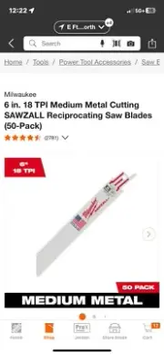 Milwaukee 48-01-6182 Reciprocating Saw Blade - White (50 Pack)