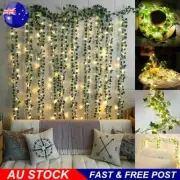 20M Artificial Ivy Leaf Garland 100LED Fairy String Lights Wedding Home Garden