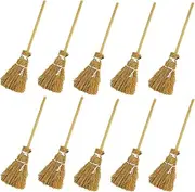 10 Pieces Mini Witches Broomstick Mini Broom Halloween Straw Craft Miniature Brush Decorations Witches Wizard Accessory for Halloween Costume Cosplay Party