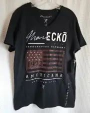 Marc Ecko Cut & Sew 1972 Embellished Shiny Flag Americana Shirt Size Large NWT
