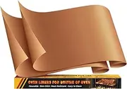 2 Pack Oven Mats for Bottom of Oven, 17"x25" Heavy Duty Non-Stick Oven Liner, Reusable Heat Resistant Grill & Baking Mat, BPA/PFOA Free Roaster Liners, Fits Electric/Gas Ovens & Air Fryers (Copper)