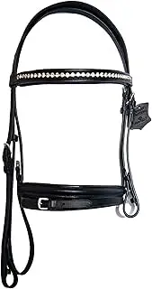 Wonder Care Top Grain Cowhide Leather English Bridle Snaffle Horse Bridle Noseband with Browband Horse Bit Bridle Sniffle Pony with Reins Bridles for Horses