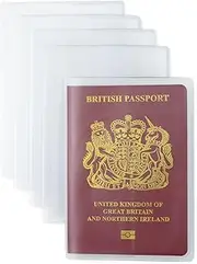 [ILIYAH] Passport Covers 5 pcs Set Clear Frosted PVC UK Passport Holder Waterproof Wear/Tear Resistant Passport Protector Family Travel Document Covers, Transparent, Casual