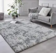 TABAYON Shaggy Tie Dyed Light Grey Rug, 2x3 Area Rugs Feet, B-light