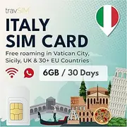travSIM Italy SIM Card | 10GB Data / 4G / 5G Speeds | Unlimited Calls | Use Italy SIM Card in UK & 30+ EU Countries | Plan on SIM for Italy is Valid for 30 Days