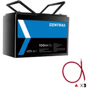 Gentrax 12V 100Ah Lithium Battery + 3* 1AWG 1m Connector Cable Red M8 Lug