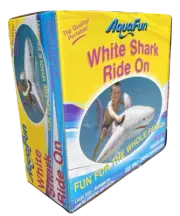 Inflatable White Shark Rider Pool Toy Float - 185cm Ride On Great White Shark