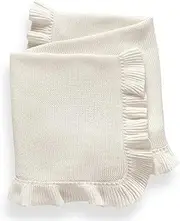 Knit Baby Blanket 40'x30' for Boy & Girl Soft Swaddle Blanket (White)