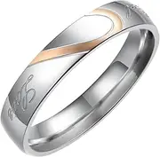 (Ladies(Stainless Steel), I) - Flongo Men's Womens Real Love Heart Matching Stainless Steel Couples Engagement Ring Promise Band