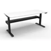 Rapidline Boost + Single Sided Workstation with Cable Tray W1200 x D750 x H620-1270mm Natural White Top Black Base