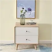 Side Table for Bedroom, L 40.5 x W 37 x H 48.5 cm, Bedside Table with 2 Drawers, Side Table for Living Room, Bedside Table with Legs Made of Solid Wood (Natural)